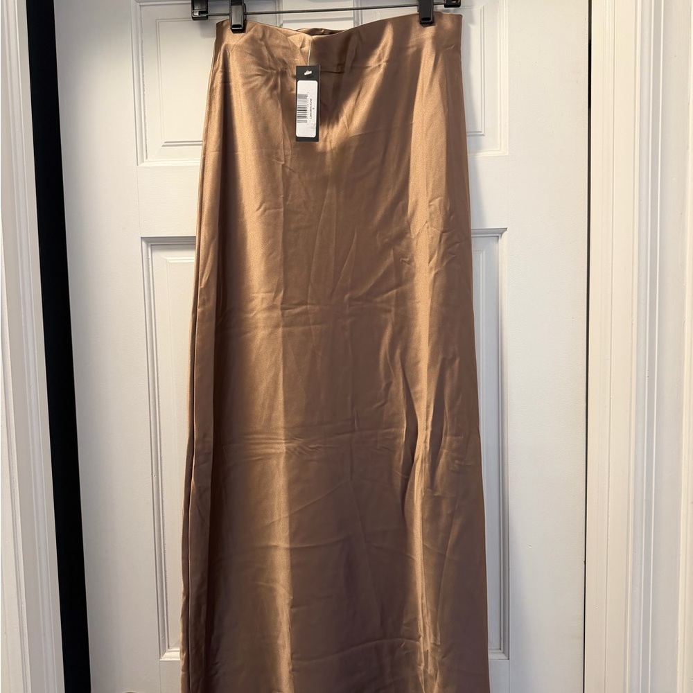 Renee C. Satin Maxi Skirt in Tan